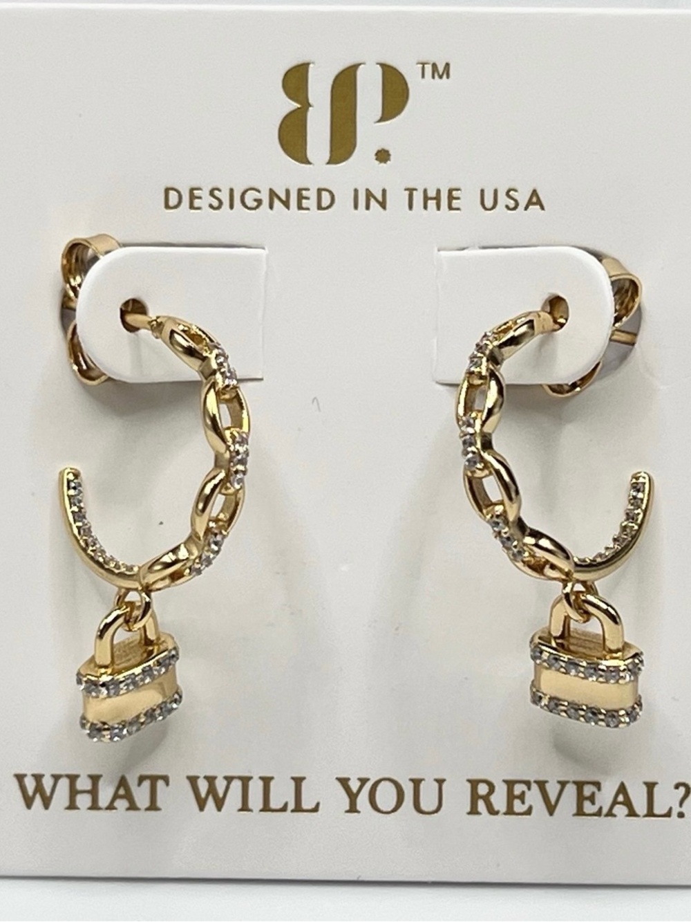 Bomb Party BP Sterling Gold Vermeil Earrings Lockdown Hoops